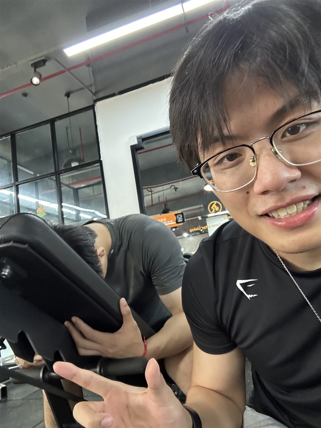 Gym selfie with a training partner